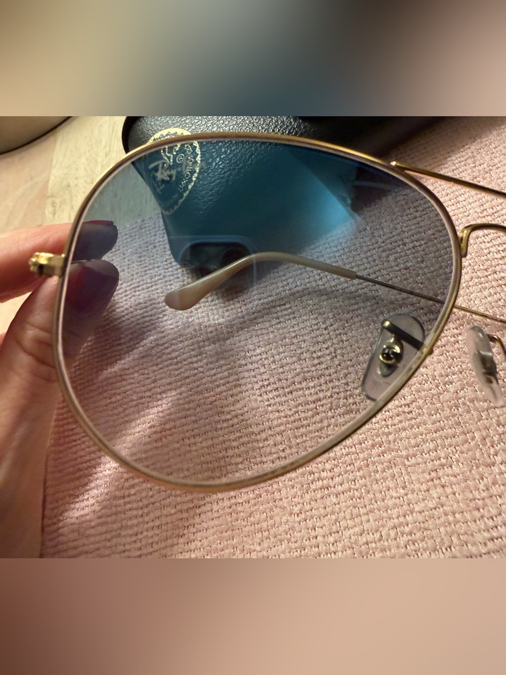 Ray-Ban 58mm Aviator Gold Frame Sunglasses with Blue Gradient Lenses - Picture 4 of 7